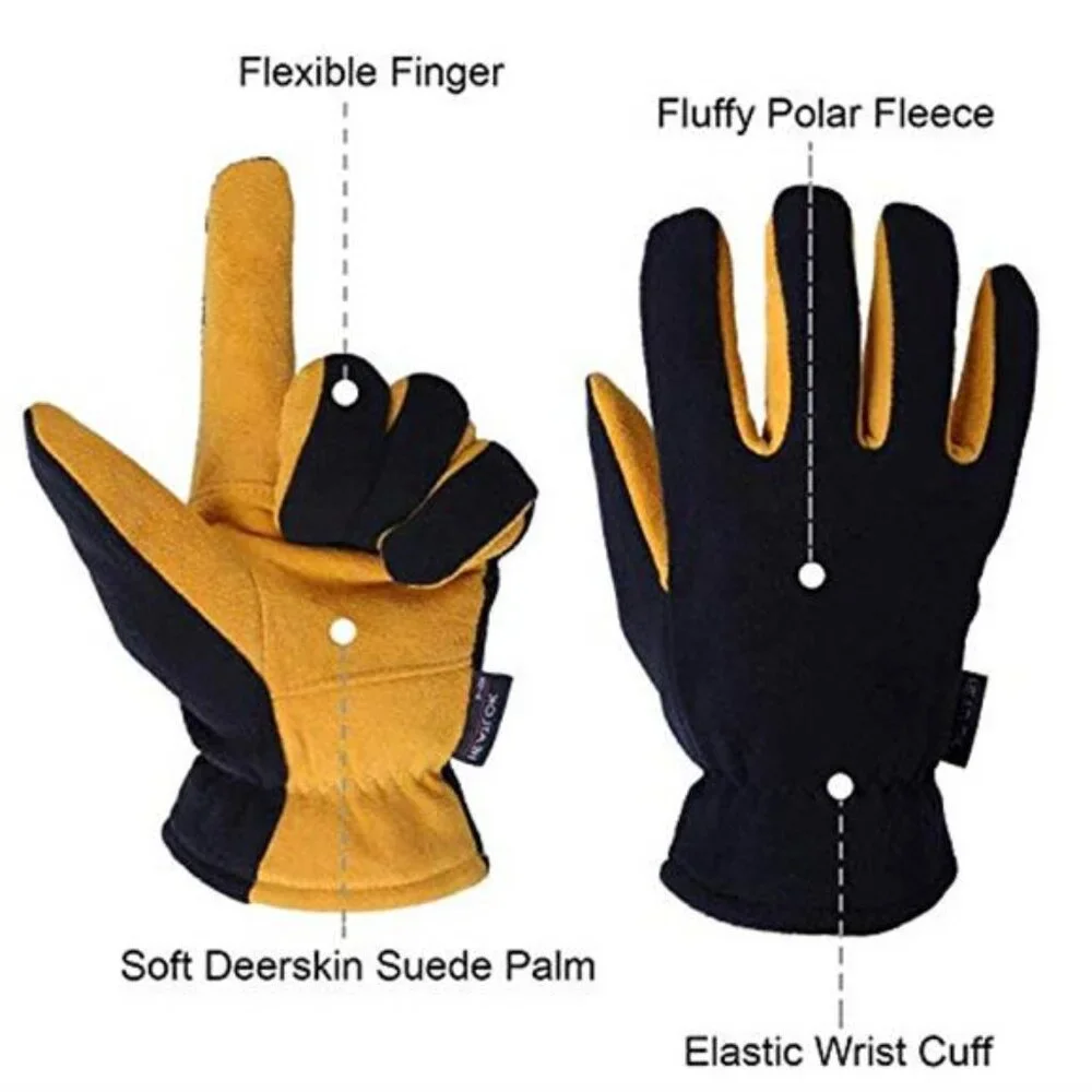 Mens Womens Winter Gloves Deerskin Leather 3M Thinsulate Warm Cold Weather Glove
